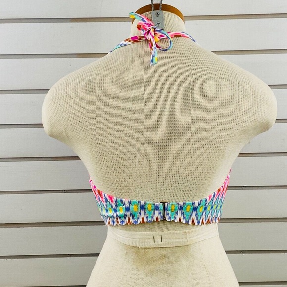Womens 34D Victoria's Secret Getaway Halter Bikini Top Bright Aztec Underwire‎ - Picture 3 of 5